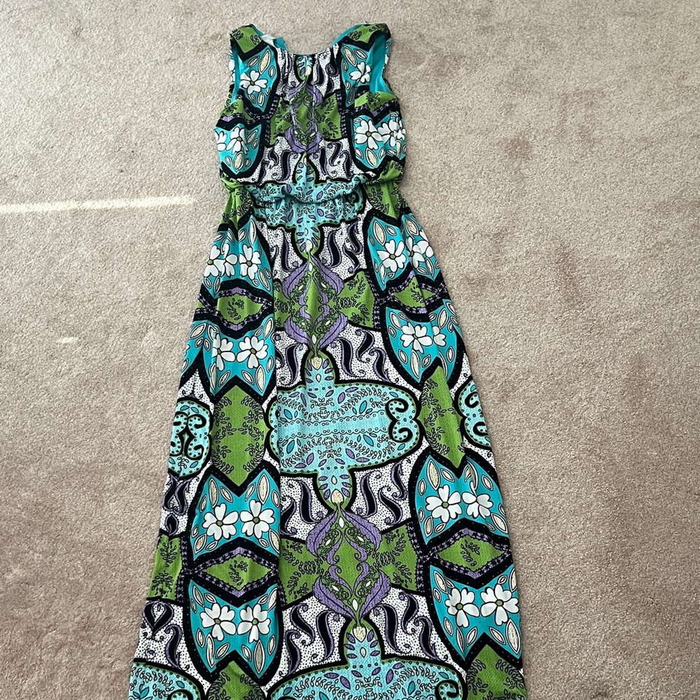 Vibrant Spring Colored Floral / Paisley Maxi Dress